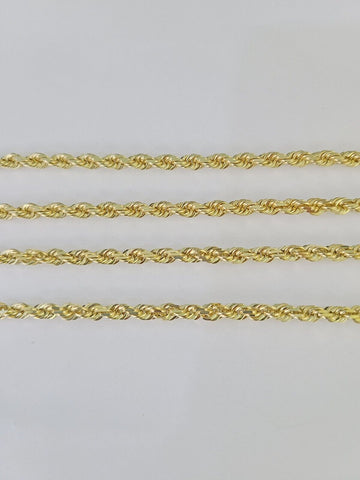 14k Rope Chain Solid Yellow Gold 3mm 18"-26" Inch Men Women Genuine Necklace