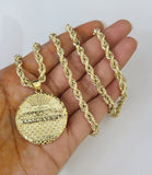 Real 10k Gold Rope Chain Last Supper Nugget Necklace Pendant Set 5mm 18"-28"