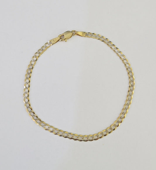 14K Solid Cuban Curb Link Bracelet Diamond Cut 3mm 8" Inch REAL Yellow Gold
