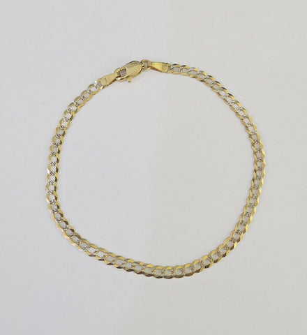 14K Solid Cuban Curb Link Bracelet Diamond Cut 3mm 8" Inch REAL Yellow Gold