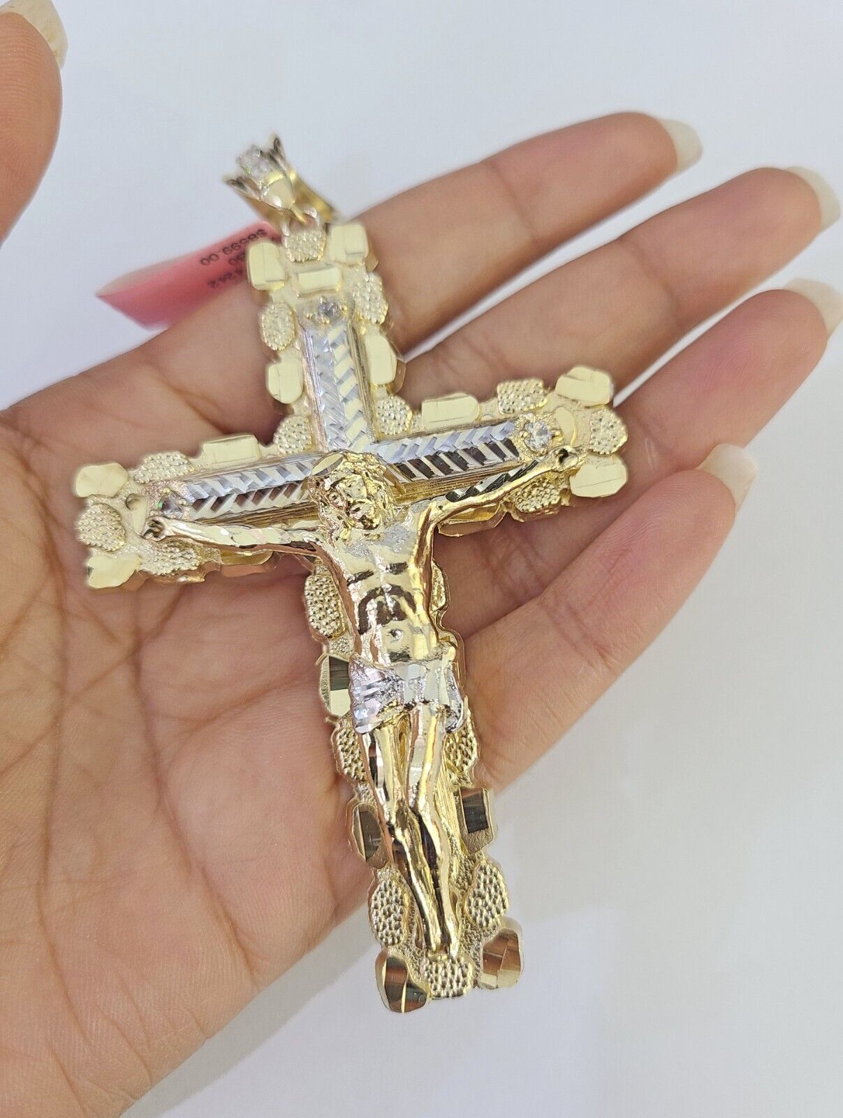 14k Jesus Cross Charm Pendant Yellow Gold Men Women 4" 3" 2" 1.5-2"