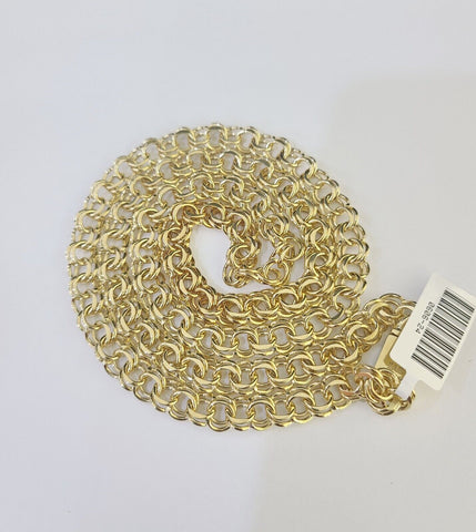 Real 10k Chino ID Chain Necklace Yellow Gold 6mm 18" 20" 22" 24" Genuine