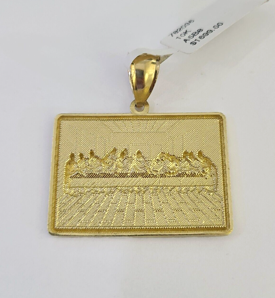 Real 10k Last Supper Pendant Charm Yellow Gold 1.25" Diamond Cut Genuine