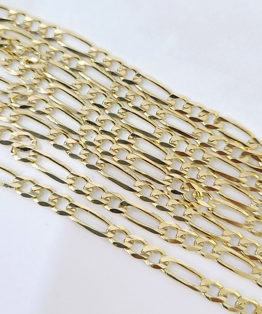 Real 14k Solid Gold Chain Figaro Link Necklace 4mm 18"-28" Men Women 14kt