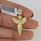 10K Franco Chain Praying Angel Pendant Charm Necklace 16"-24" 2mm Gold SET