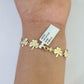 Real 10K Leaf Irish Shamrock Clover Bracelet 11mm 7 Inches 10kt Yellow Gold