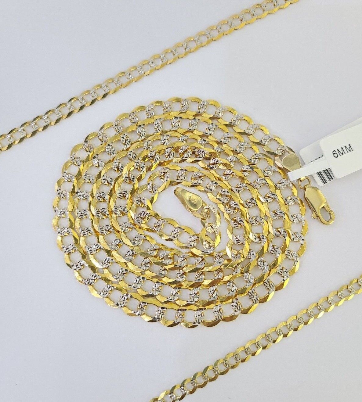 10k Gold Cuban Curb Necklace Chain 3mm-6mm 18-28 Inches 10kt Yellow Diamond Cuts