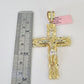 14k Figaro Chain Jesus Cross Charm Pendant Gold 7mm 20-30 inch SET Necklace