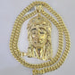 10K Miami Cuban Link Chain Jesus Head Pendent Charm 8mm 20"-30" Necklace Gold