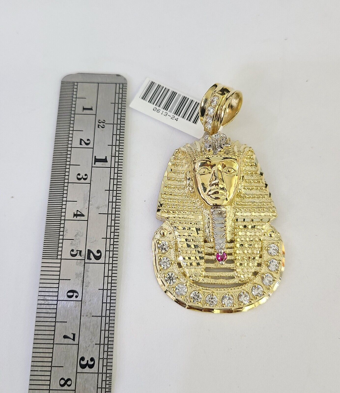 10K Franco Chain Pharaoh Pendant Charm Necklace 20"-26" 5mm Yellow Gold SET