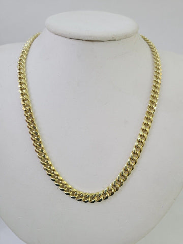 10K Miami Cuban Link Chain Yellow Gold Real 7mm 22 inch Necklace Mens Box Lock