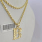 10k Gold Initial B Charm Rope Chain 16"-26" 2.5mm SET Necklace Alphabet Pendant