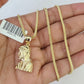 10K Franco Chain Jesus Head Pendant Charm Necklace 16"-24" 2mm Yellow Gold SET