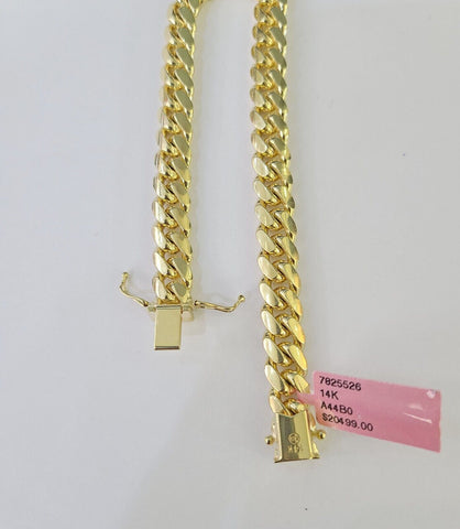 14K Solid Miami Cuban Bracelet Yellow Gold Box Clasp 8" Inch 8mm Link