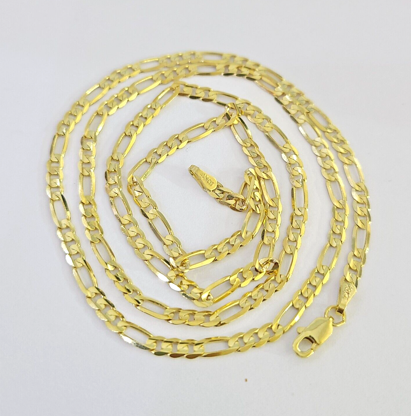 10K Solid Figaro Link Chain Necklace Yellow Gold 3mm 18" 20" 22" 10kt