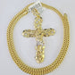 10K Franco Chain Jesus Cross Pendant Charm Necklace 20"-26" 5mm Gold Yellow SET