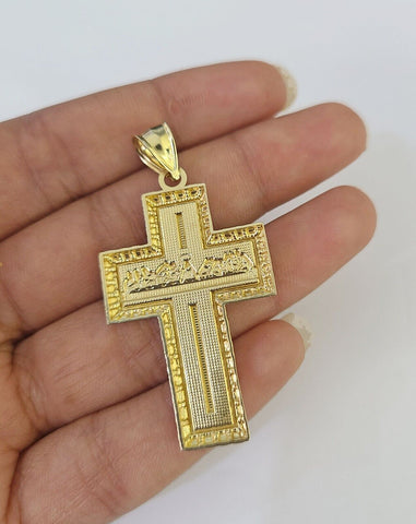 10K Franco Chain Last Supper Cross Pendant Charm Necklace 20"-26" 2.5mm Gold