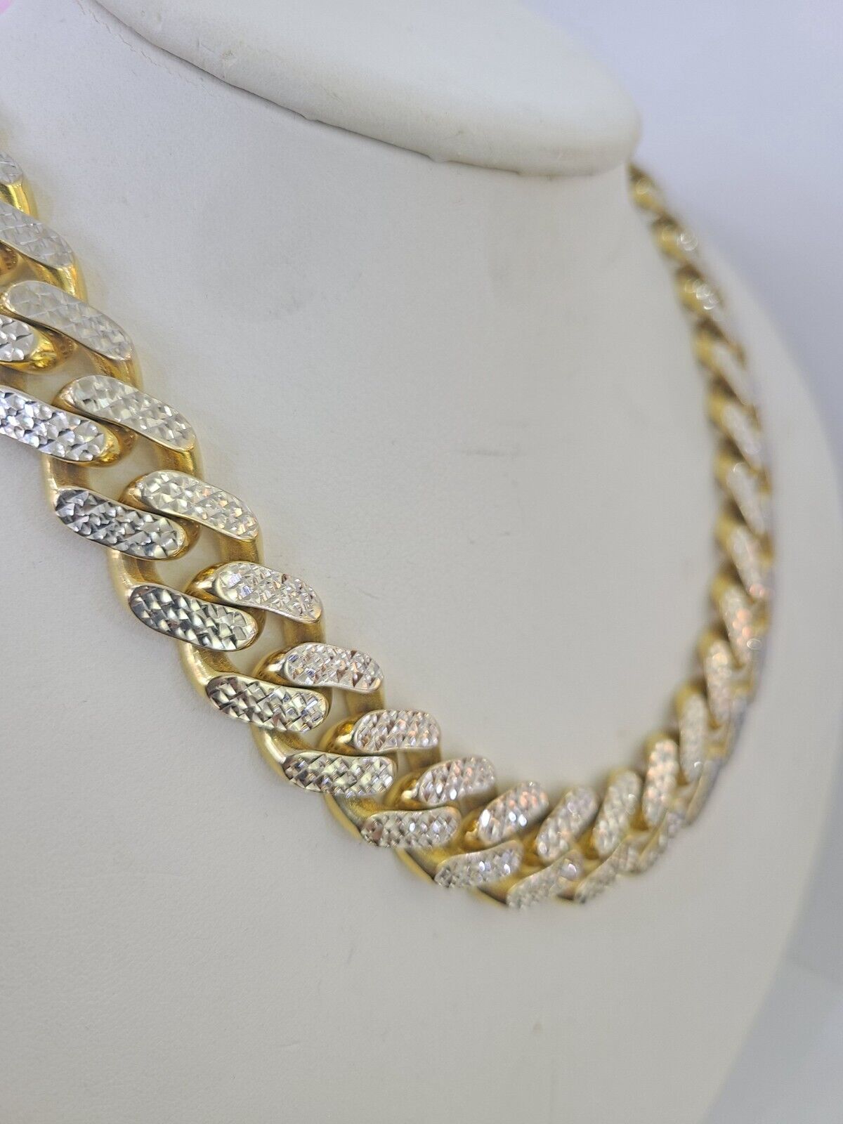 Real 10k Royal Monaco Chain 15mm Diamond Cut 24 inches Yellow Gold Necklace