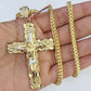 14K Franco Chain Jesus Nugget Cross Pendant Charm Necklace 20"-26" 4mm Gold