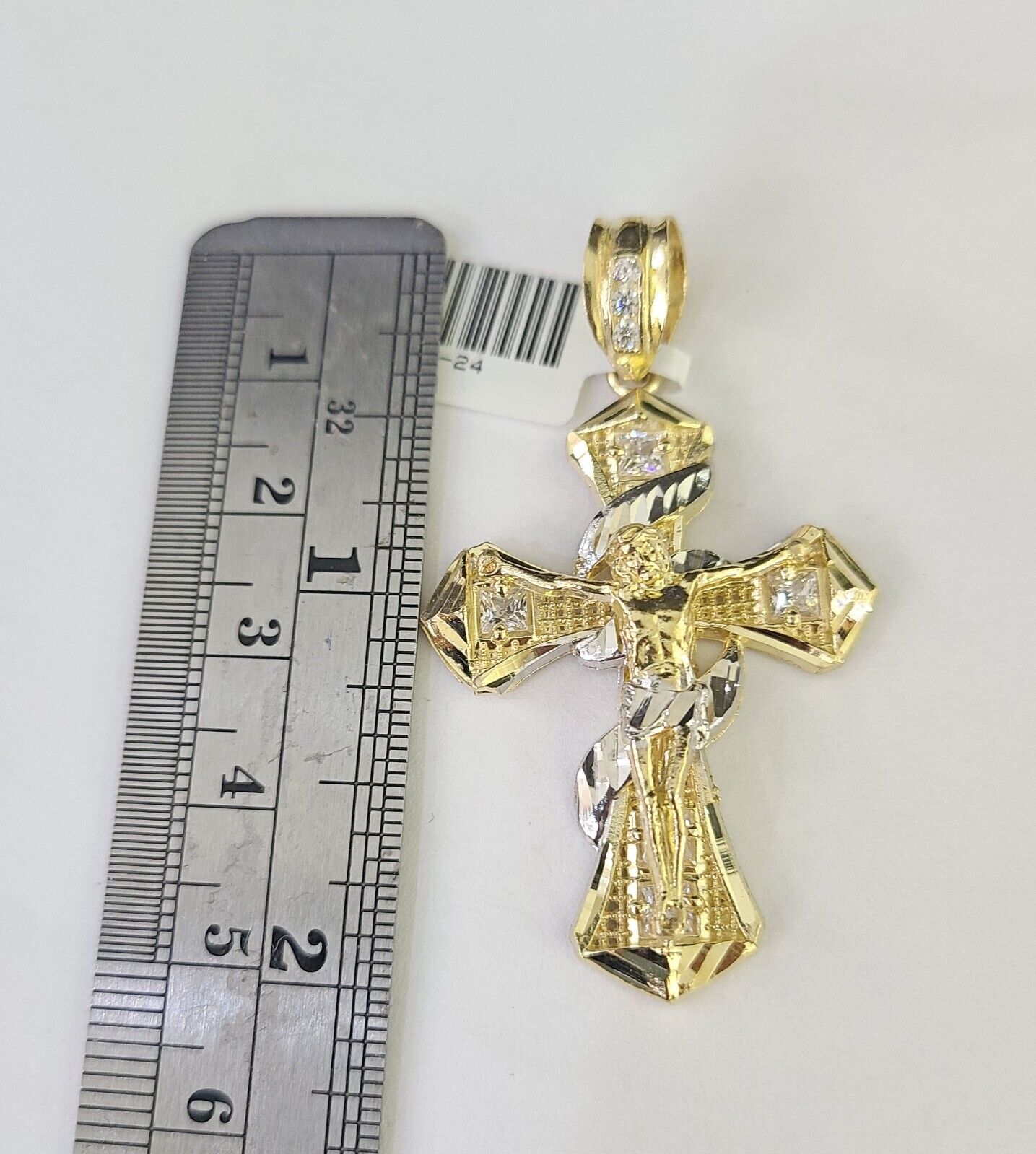 10K Gold Franco Chain Jesus Cross Charm Pendant 20-26 inches 2.5mm REAL Yellow