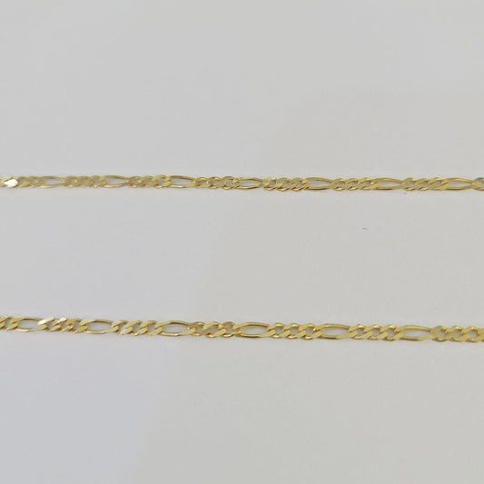 14k Solid Figaro Chain Necklace Yellow Gold 1mm Female 20" Real