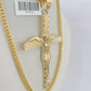 10K Franco Chain Jesus Crucifix Cross Pendant Charm Necklace 20"-26" 3mm Gold