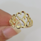 Real 10k Hearts Ring Band Wedding Engagement Casual Women Yellow Gold