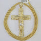 10K Franco Chain Jesus Cross Pendant Charm Necklace 20"-26" 5mm Gold Yellow SET