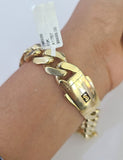 Real 10K Royal Monaco Bracelet Yellow Gold 8.5" Box Clasp 12mm Genuine