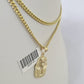 10K Gold Miami Cuban Chain Pharaoh Charm 18"-30" 3mm REAL Pendant