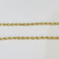 Real 14k Yellow Gold Rope Chain Ankh Cross Charm Set Link 7mm 22Inch Necklace