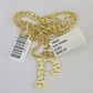 10k Gold Initial P Charm Rope Chain 16"-26" 2.5mm SET Necklace Alphabet Pendant