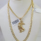 10k Gold Chain Praying Hand Charm Solid Cuban Curb 5mm 18"-28" Inch SET Necklace