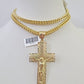 10K Franco Chain Jesus Cross Pendant Charm Necklace 20"-26" 5mm Gold SET Yellow