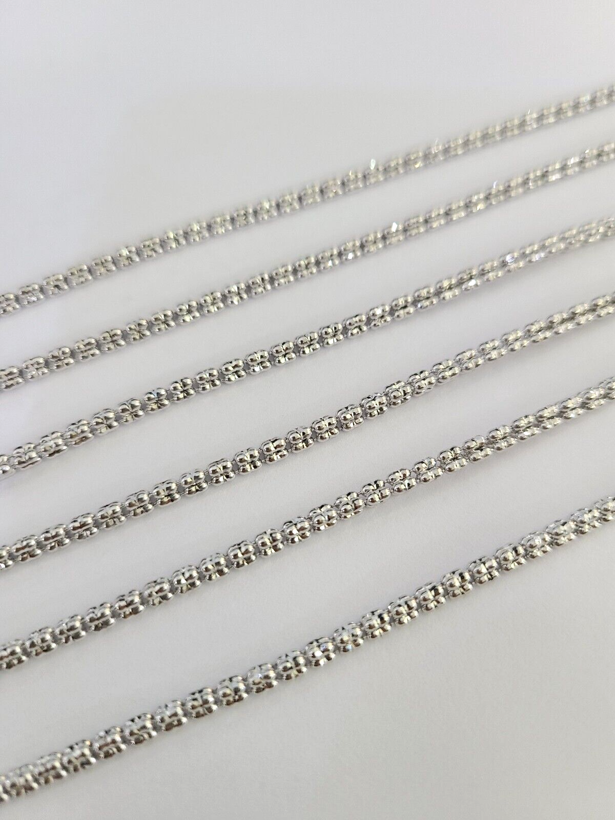 10k White Gold Iced Chain 2.5mm Diamond Cut Necklace 18" 20" 22" 10Kt