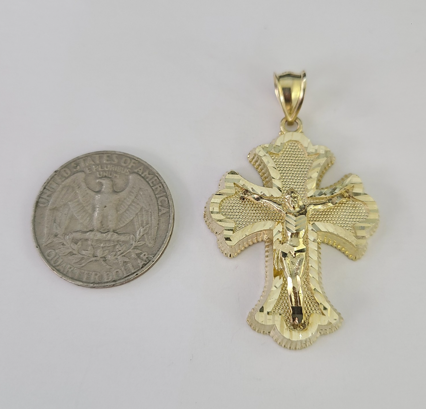 10k Crucifix Cross Charm Miami Cuban Chain Pendant Set 5mm 18"28" Necklace Gold