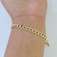 Real 10K Cuban Curb Link Bracelet Yellow Gold Diamond Cut 5mm 7" Inch