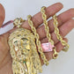 Real 14k Solid Rope Chain Jesus Head Charm Set 6mm 18"-30" Necklace Gold