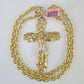 Real 14k Solid Rope Chain Jesus Cross Charm Set 6mm 18"-30" Necklace Gold