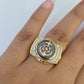 Real 10k Ring Anchor Fancy Black Design Yellow Gold Men Casual 10kt