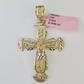 14k Jesus Christ CZ Cross Charm Pendant Yellow Gold REAL Genuine Diamond Cuts