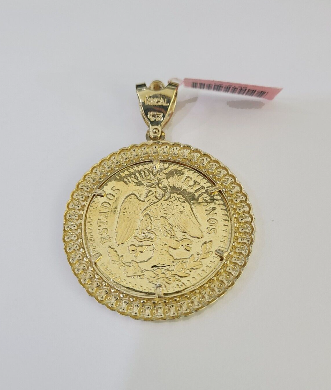 14k Centenario Charm Yellow Gold 50 Pesos 1947 Mexico Mexican Pendant Real 14kt