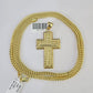 10K Franco Chain Last Supper Cross Pendant Charm Necklace 20"-26" 3mm Gold SET