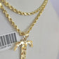 10k Gold Initial T Charm Rope Chain 16"-26" 2.5mm SET Necklace Alphabet Pendant