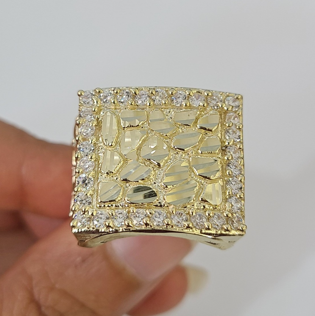 Real 10k Nugget Ring Yellow Gold Women Men Genuine 10Kt
