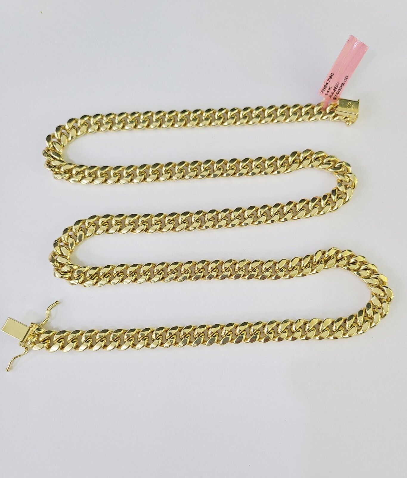 Real 14K Miami Cuban Link Chain Necklace Yellow Gold 22 inch 7mm Mens 14KT