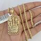 10k Solid Rope Chain 3mm Crown Pendant Charm Necklace SET 18-26 in