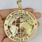 Real 10k The World is Yours Map Pendant Charm Yellow Gold Diamond Cut 10kt