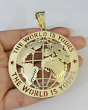 Real 10k The World is Yours Map Pendant Charm Yellow Gold Diamond Cut 10kt