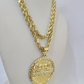 Real 10k Gold Rope Chain Last Supper Nugget Pendant Set 5mm 18"-28"